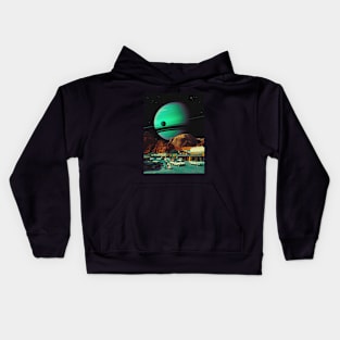 Saturn's Market - Space Collage, Retro Futurism, Sci-Fi Kids Hoodie